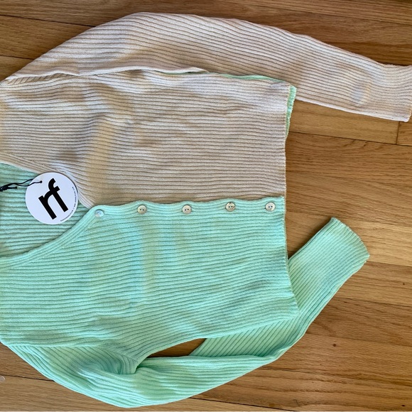 NWT Rebelflow Sour Then Sweet Light Mint and Tan Button Up Cardigan - Picture 4 of 4